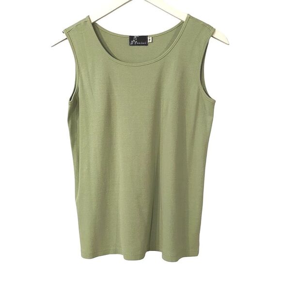 Fenini Women's Size Small Green Cotton Tank and Long Sleeve Button up Top Set - Picture 8 of 15